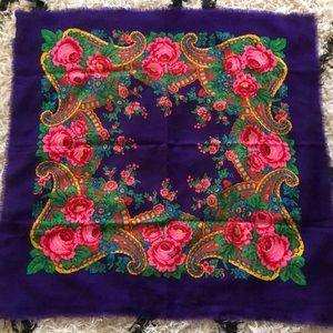 Pavlovo Posad Traditional Shawl 100% Wool Scarf Shawl sz M